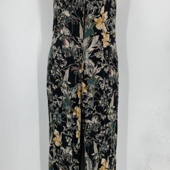 Free People Women's Black Floral Halter Neck Cropped One Piece Jumpsuit Size 8 - Picture 3 of 6